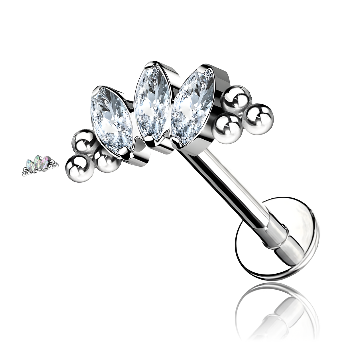 Labret con Cristalli in Titanio
