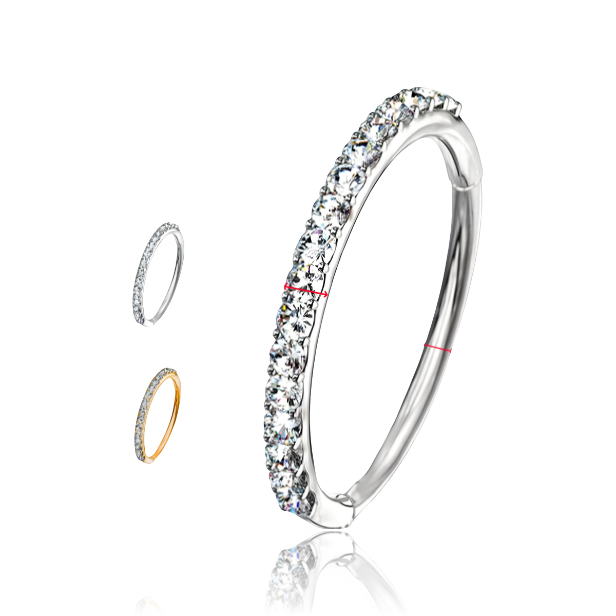 Classico Anello a Cerchio Septum con Cristalli