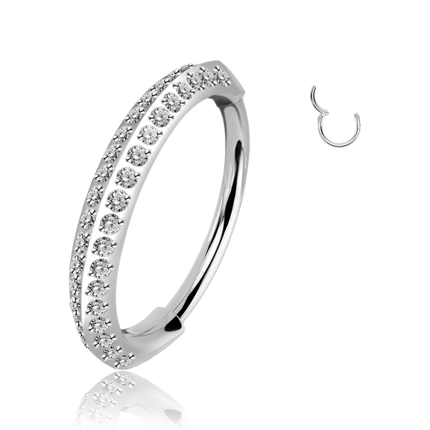 Piercing Cerchio Clicker in Titanio con Cristalli