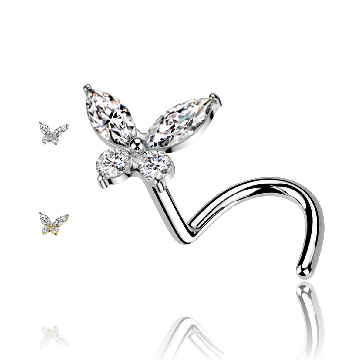 Stud Naso con Cristallo a Forma di Farfalla