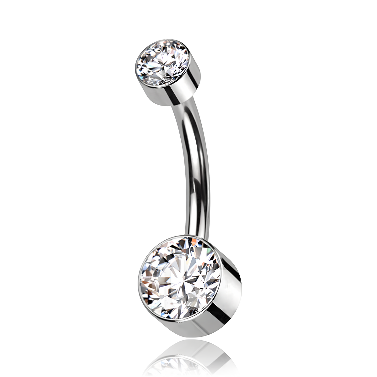 Piercing Ombelico in Titanio con doppi Cristalli Incastonati