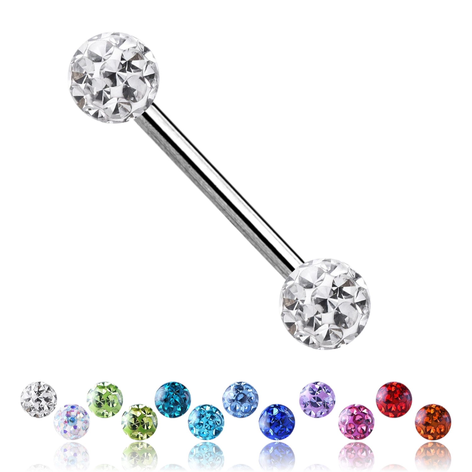 Barbell con Sfera di Glitter Resina Epossidica