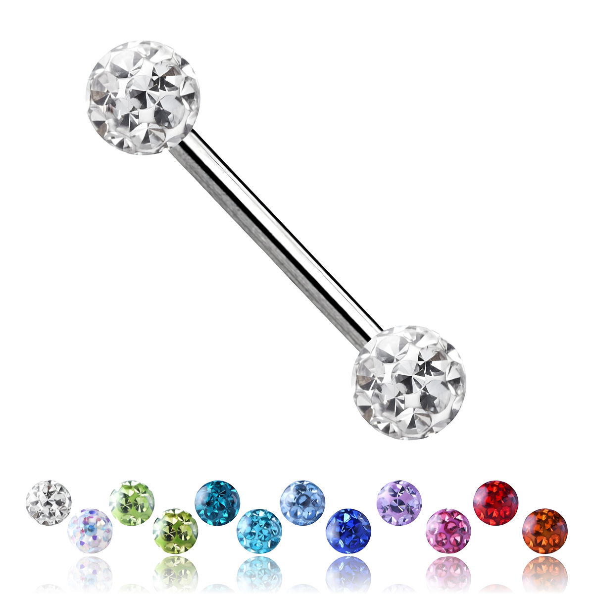 Barbell con Sfera di Glitter Resina Epossidica