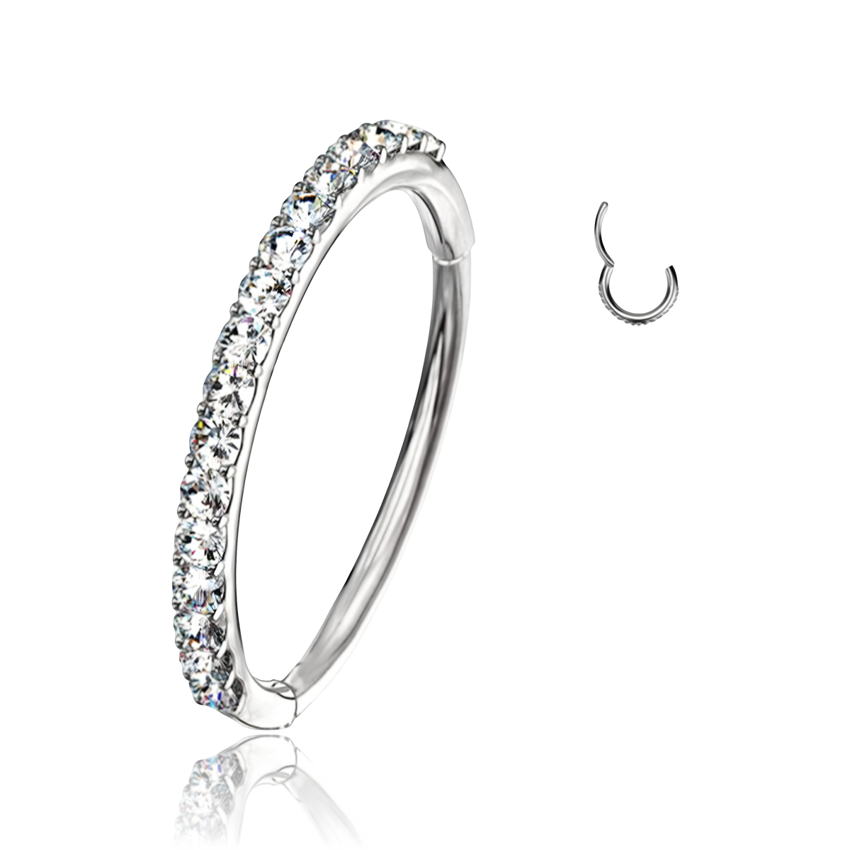 Classico Anello a Cerchio Septum con Cristalli in Titanio