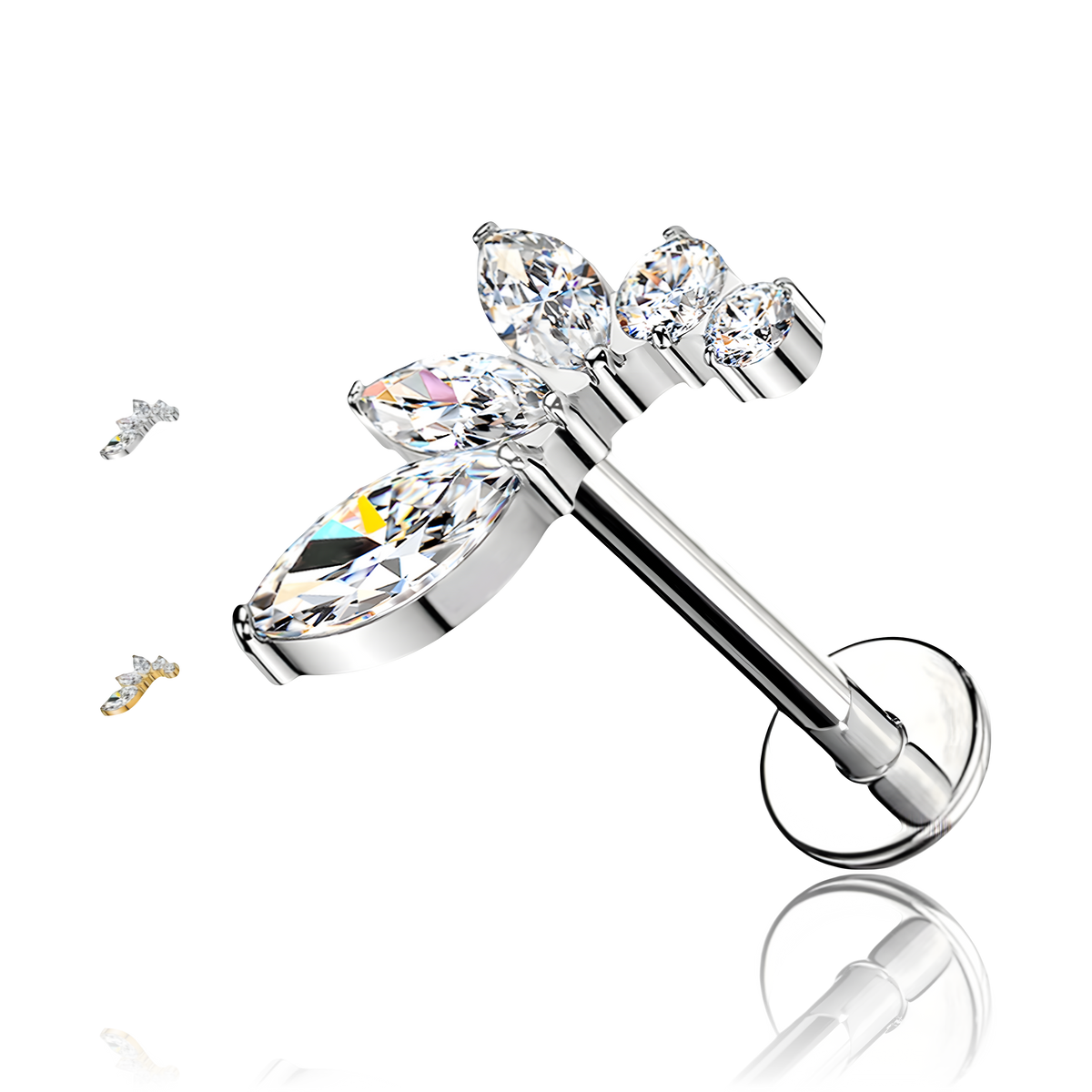 Labret Cartilagine con Cristalli a Foglia