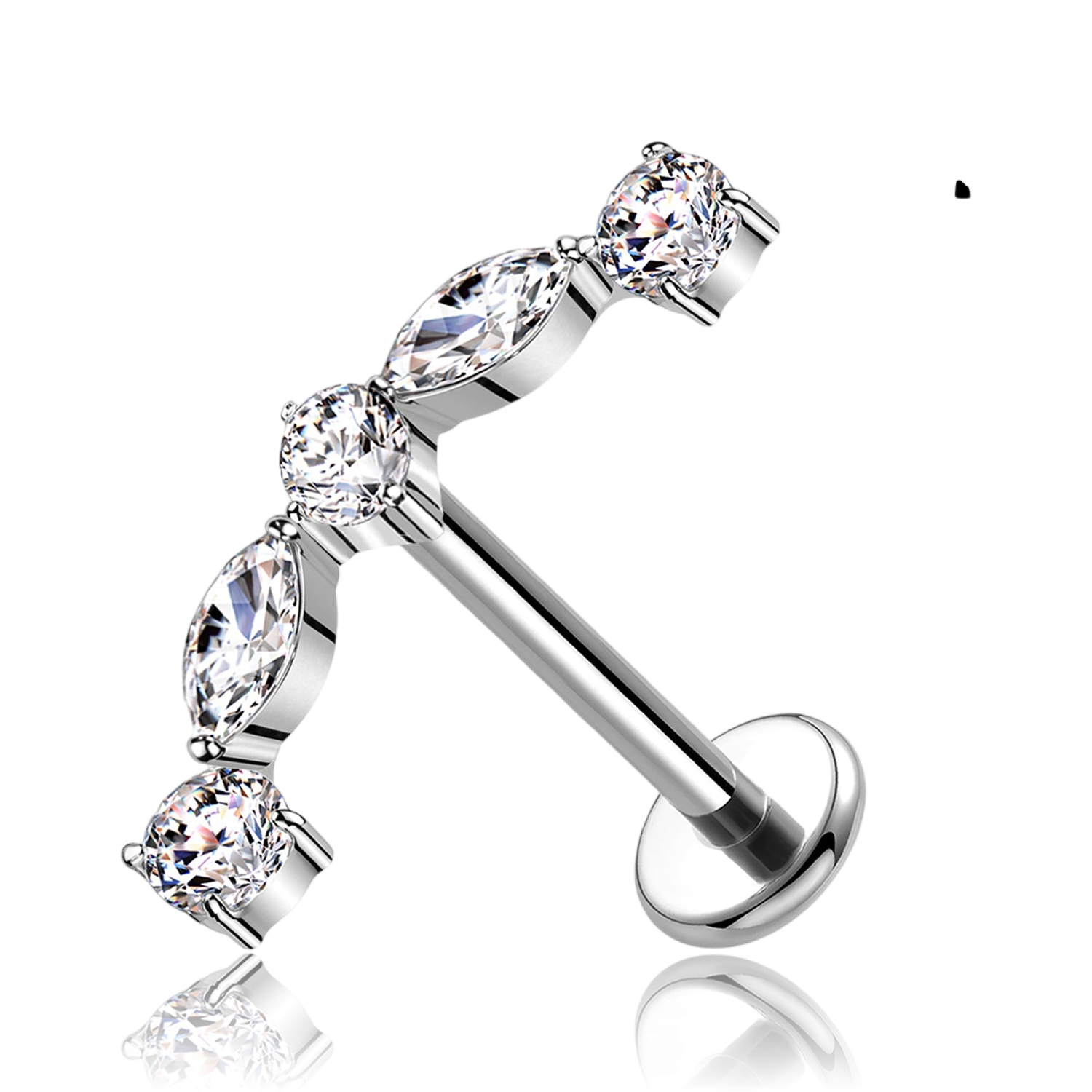 Piercing Labret in Titanio con Cristalli Lineari