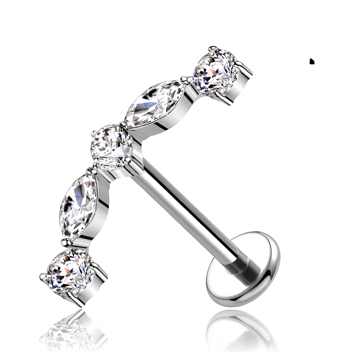 Labret in Titanio con Cristalli Lineari