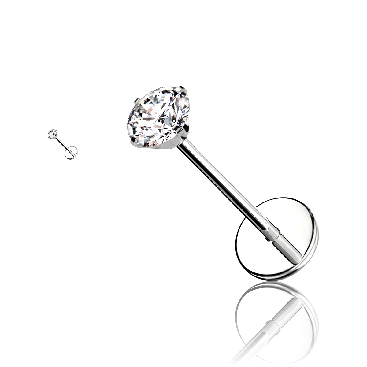 Piercing Labbro con Cristallo Rotondo-Push in