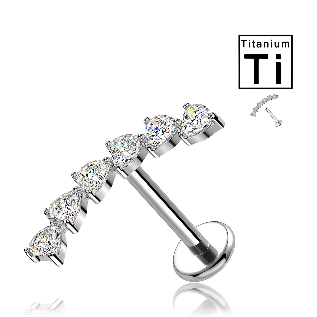 Labret con Cristalli Marquise a Ventaglio in Titanio