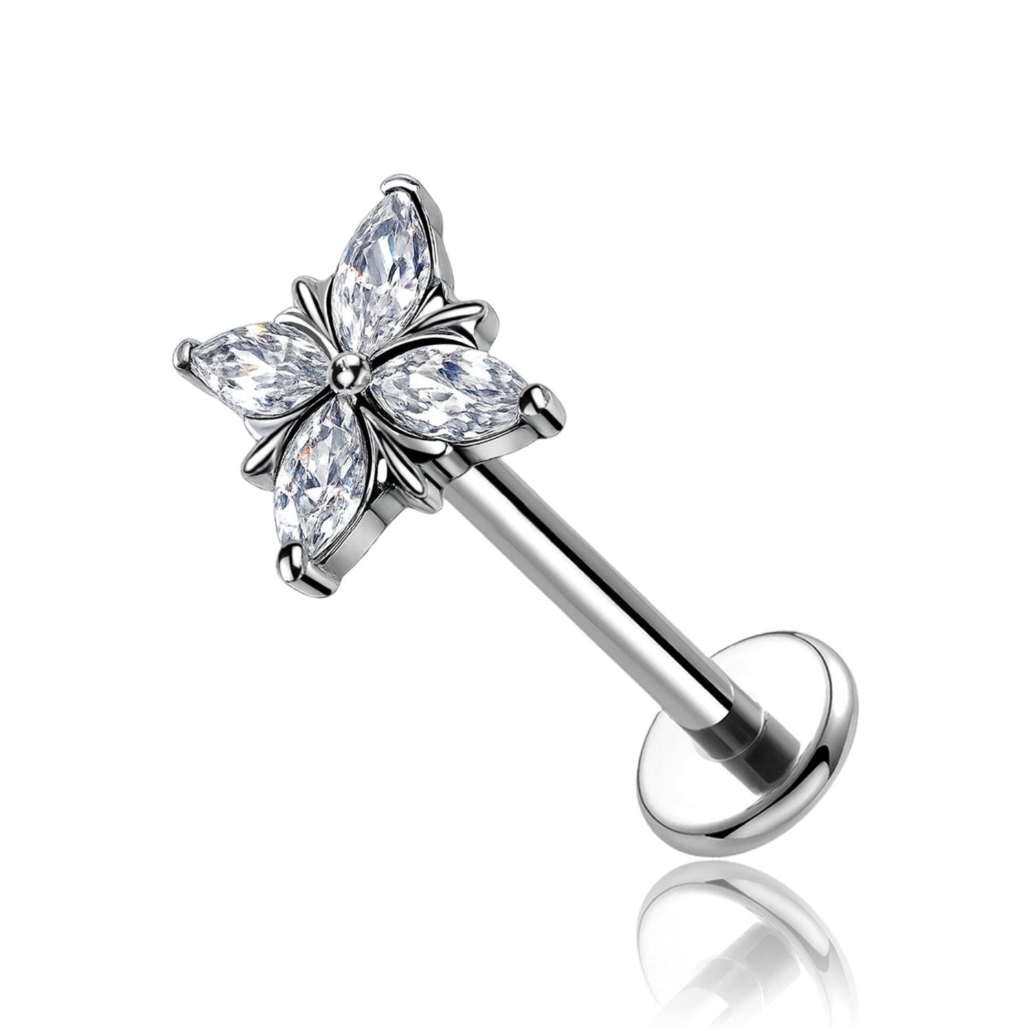 Labret in Titanio con Quattro Cristalli