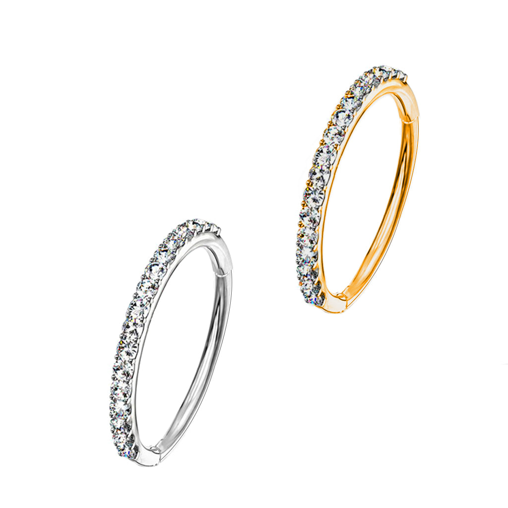 Classico Anello a Cerchio Septum con Cristalli
