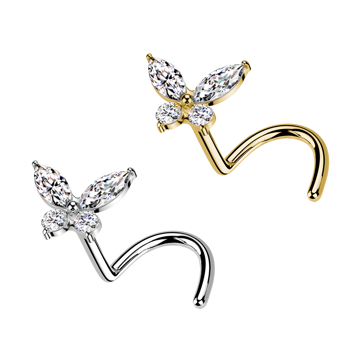 Stud Naso con Cristallo a Forma di Farfalla