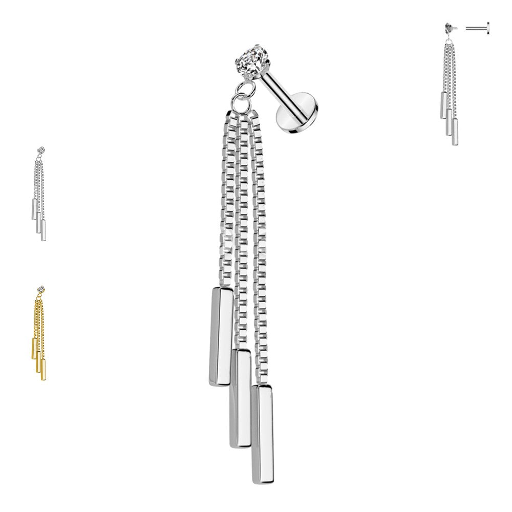 Labret Pendente Cristallo Trasparente Acciaio Chirurgico