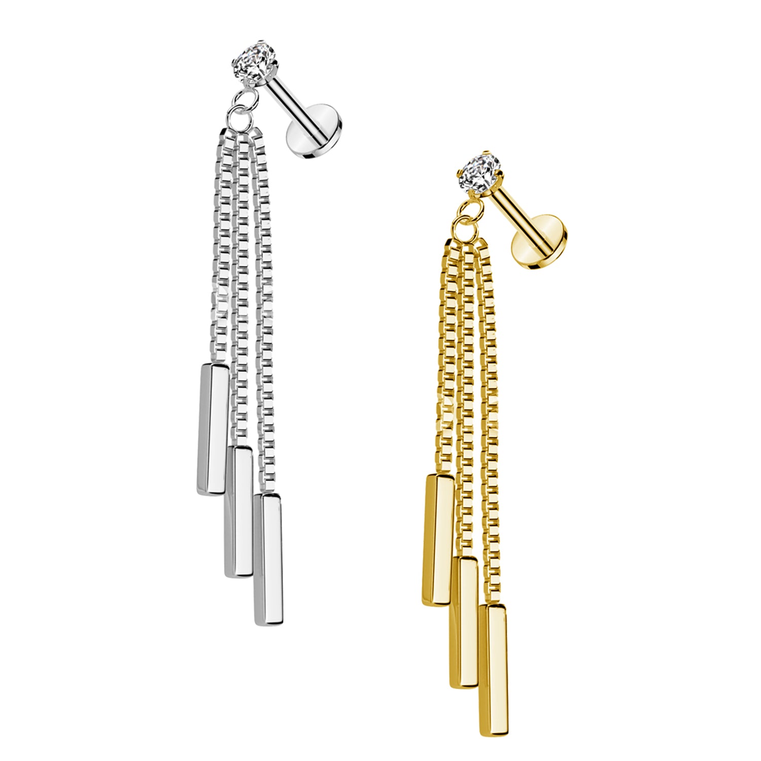 Piercing Labret Pendente con Cristallo e con Filettatura Interna