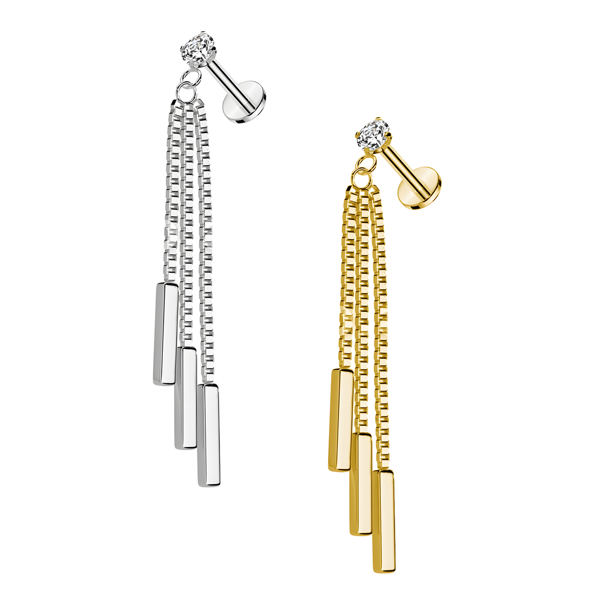 Labret Pendente con Cristallo e con Filettatura Interna