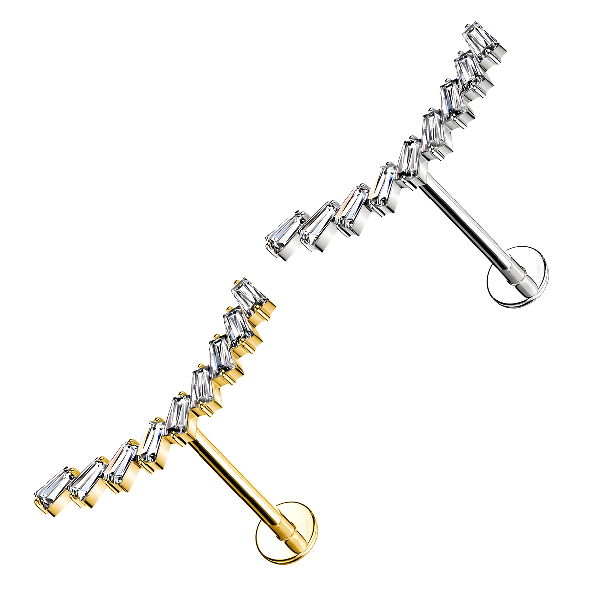 Labret a forma di nove Baguette Cristalli Rettangolari