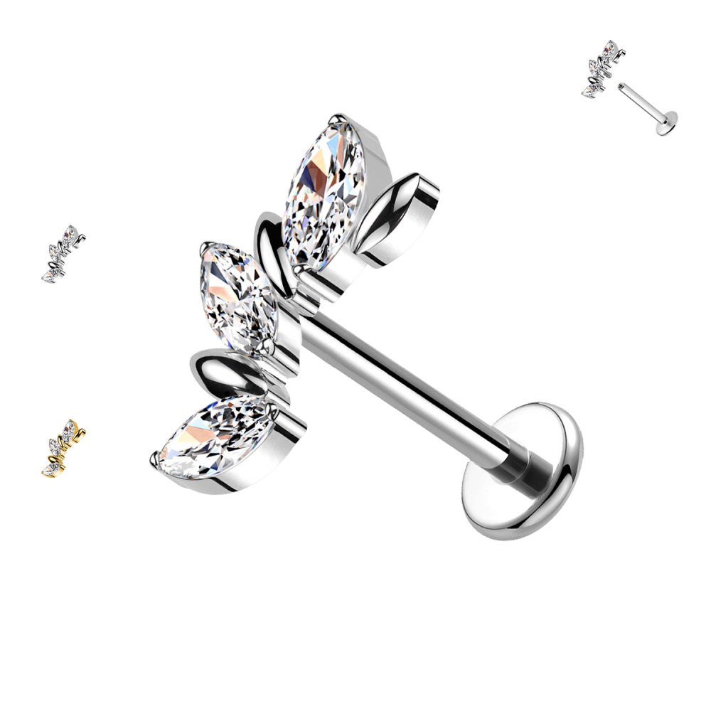 Labret Ali con Cristalli Marquise in Acciaio Chirurgico