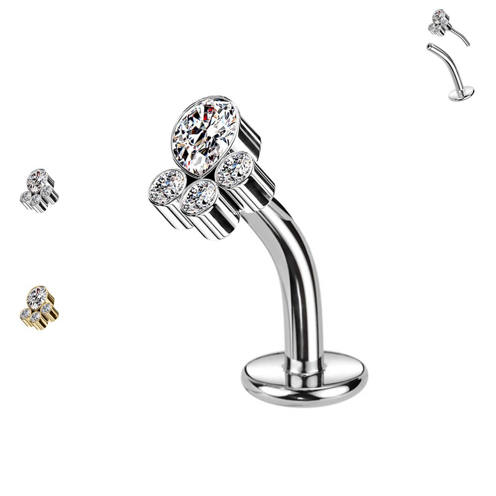 Piercing Elegante con 4 Cristalli Push-In