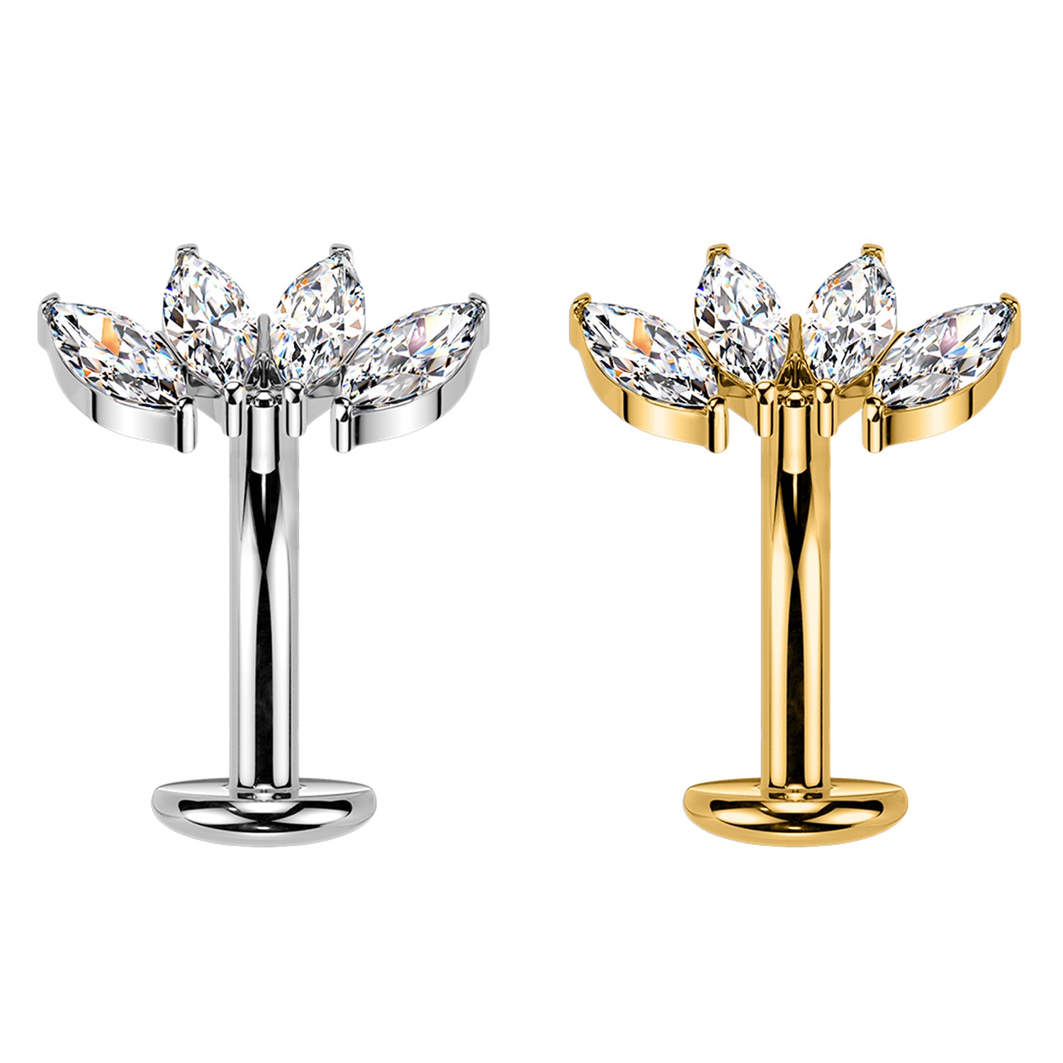 Piercing Ombelico Banana Floating Cristalli – Filettatura Interna