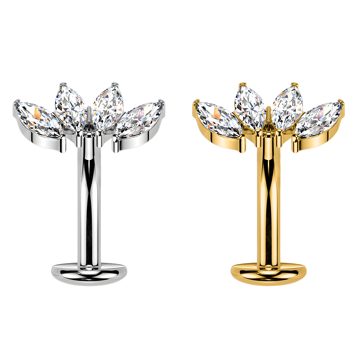 Piercing Ombelico Banana Floating Cristalli – Filettatura Interna