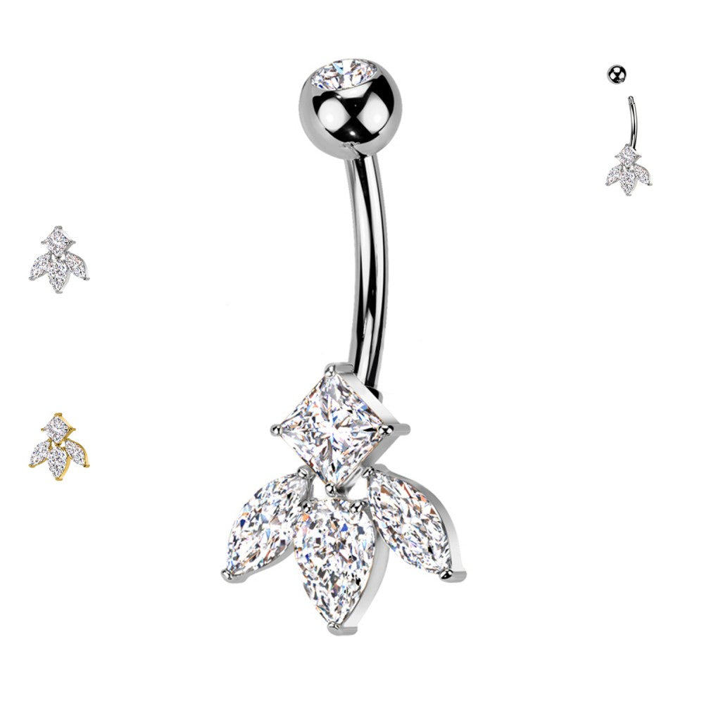 Navel Ciondolo Ombelicale in Acciaio Chirurgico Argento