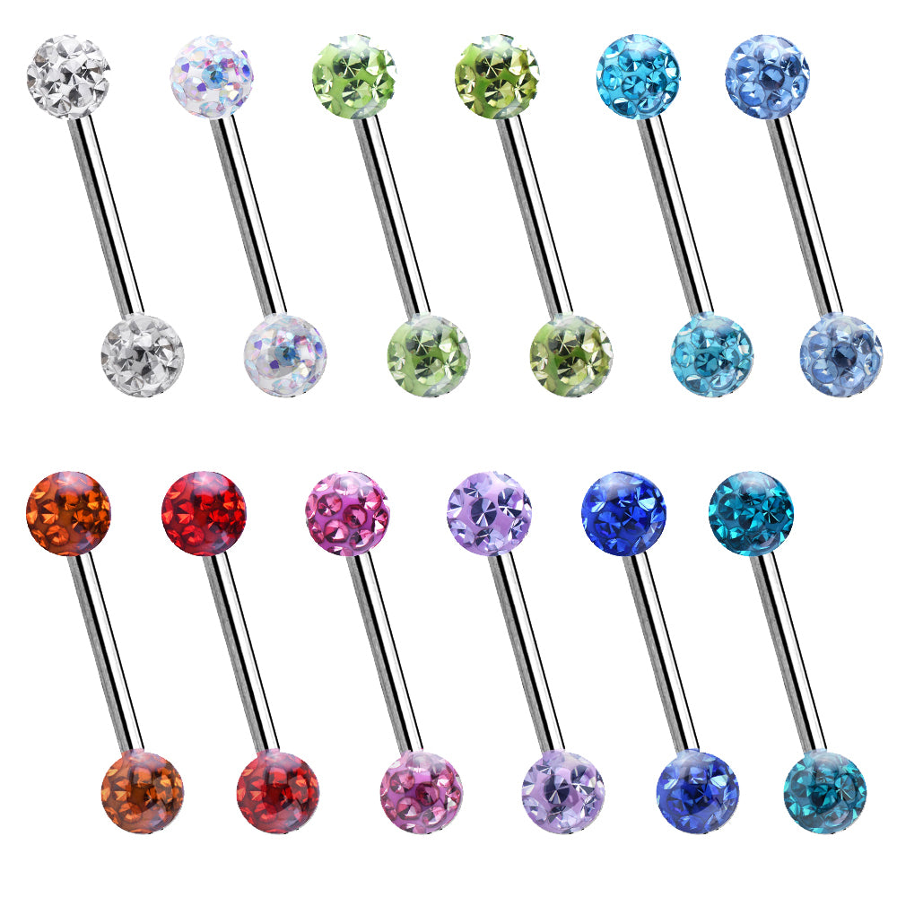 Barbell con Sfera di Glitter Resina Epossidica