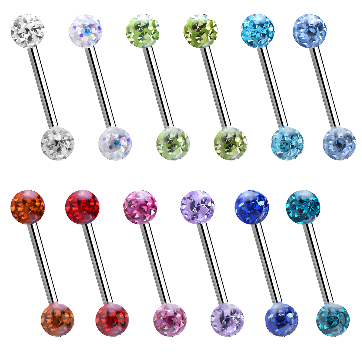 Barbell con Sfera di Glitter Resina Epossidica