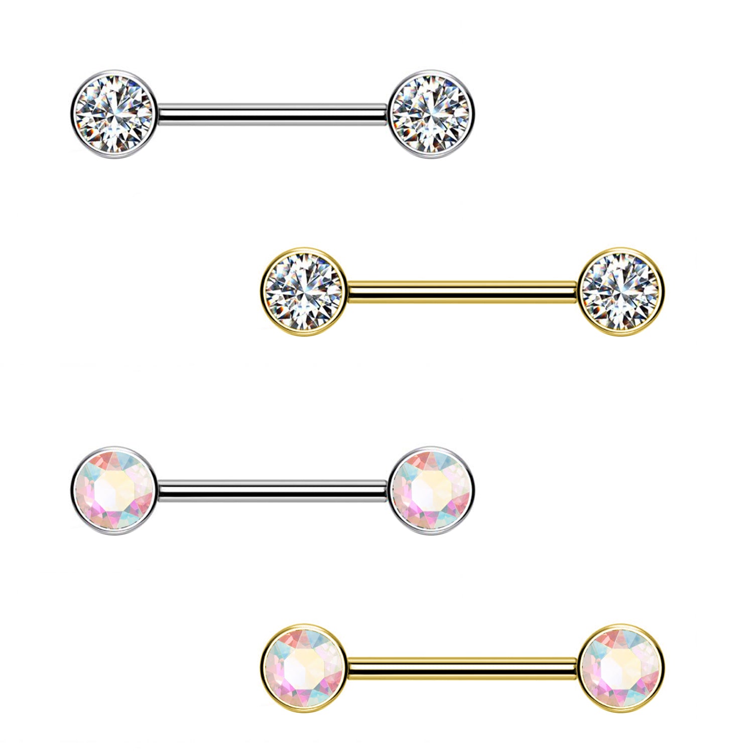 Barbell Capezzolo senza Fili con Cristallo INTERNA