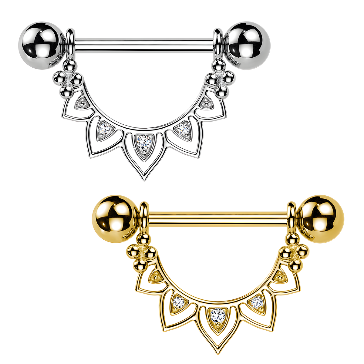 Piercing per Capezzolo con Elemento Geometrico e Cristalli