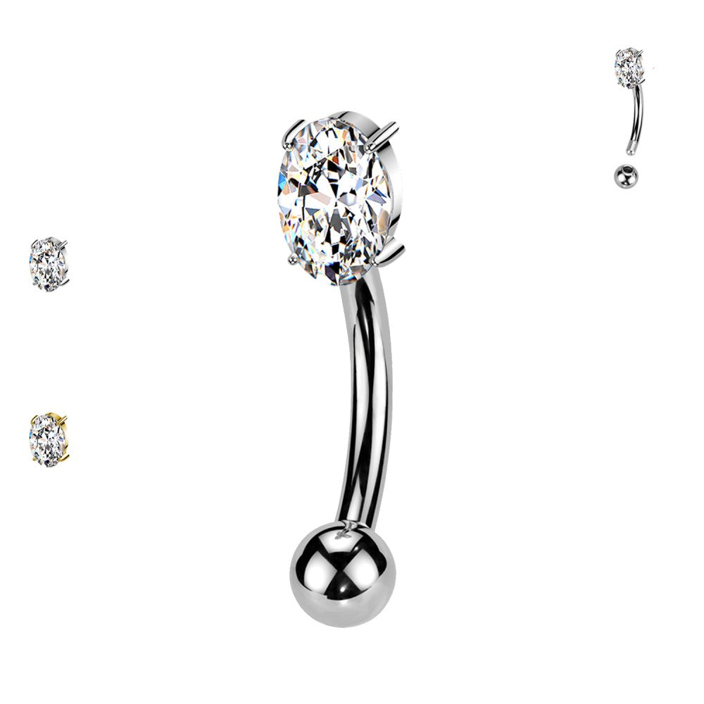 Navel Piercing Sopracciglio Banana con Cristallo Elegante