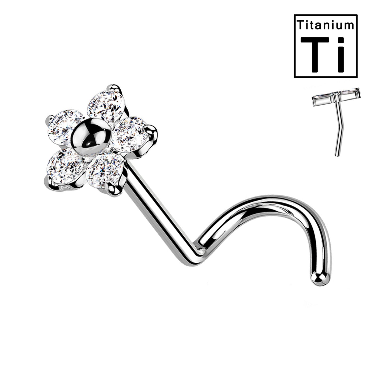 Piercing Naso in Titanio con Fiore a Tre Petali-Push in