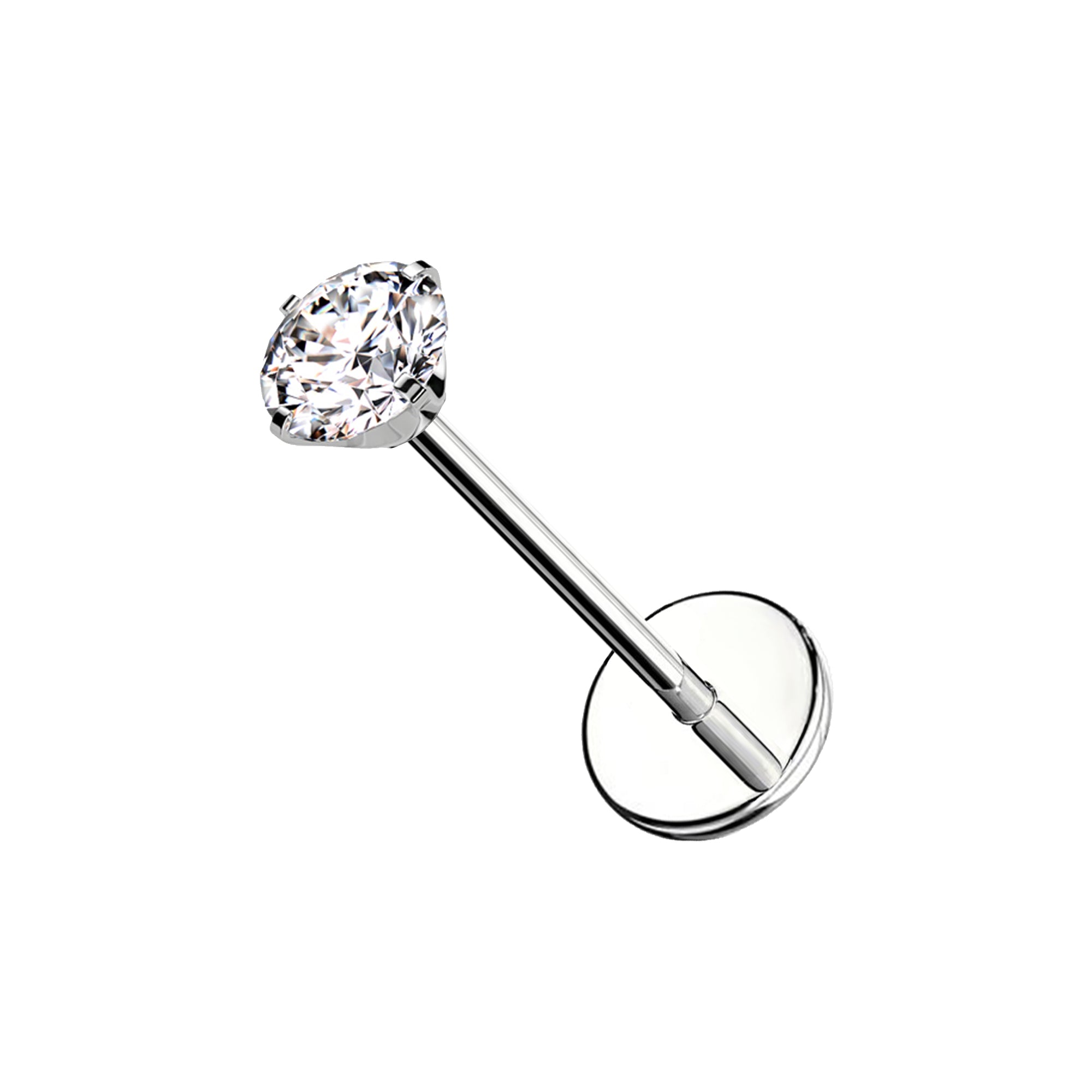 Piercing Labbro con Cristallo Rotondo-Push in