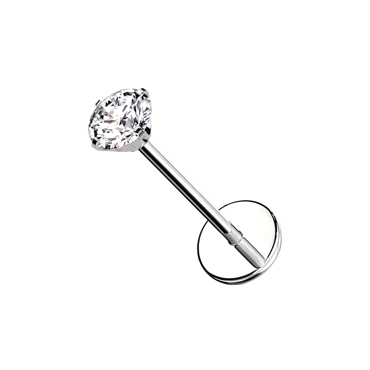 Piercing Labbro con Cristallo Rotondo-Push in