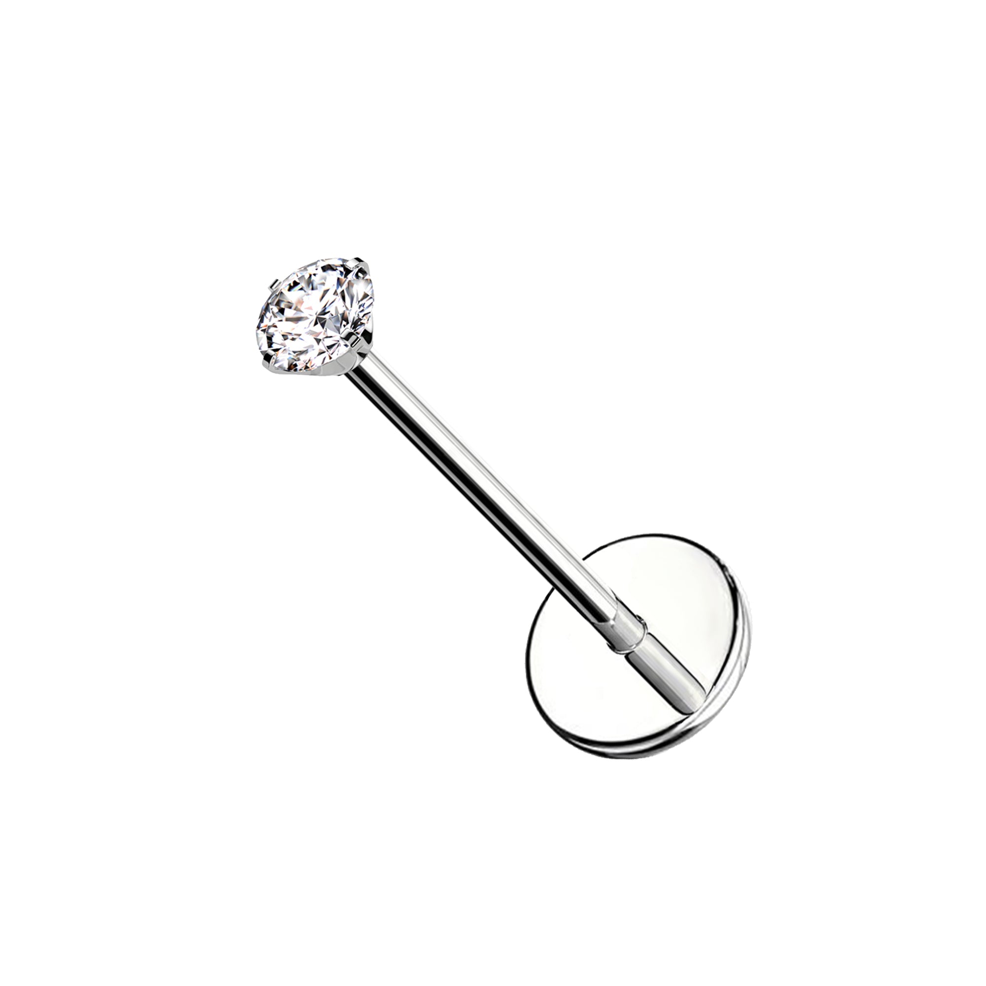 Piercing Labbro con Cristallo Rotondo-Push in