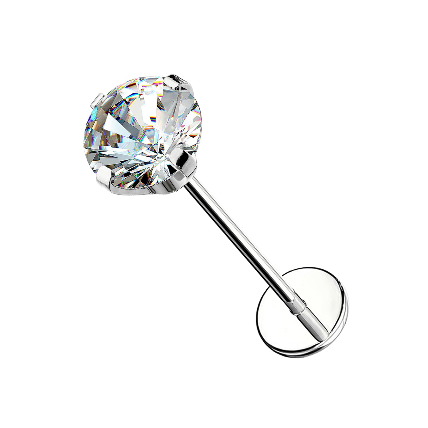 Piercing Labbro con Cristallo Rotondo-Push in