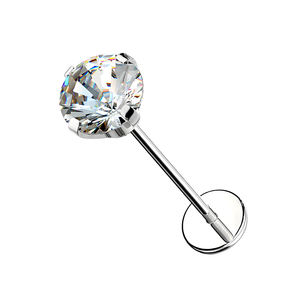 Piercing Labbro con Cristallo Rotondo-Push in