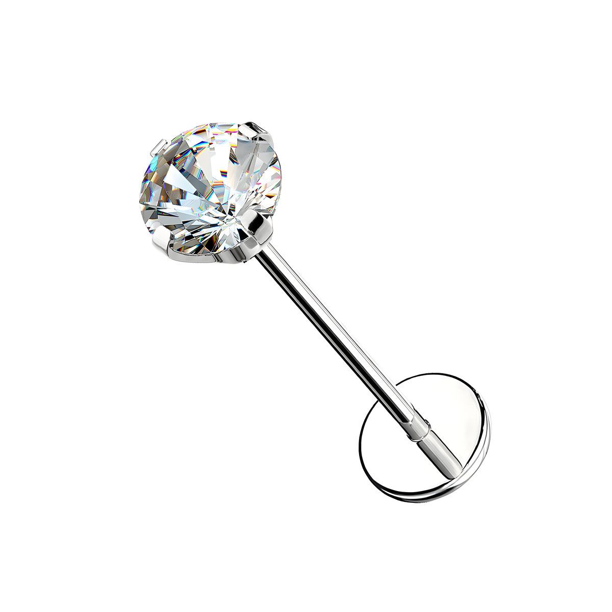Piercing Labbro con Cristallo Rotondo-Push in