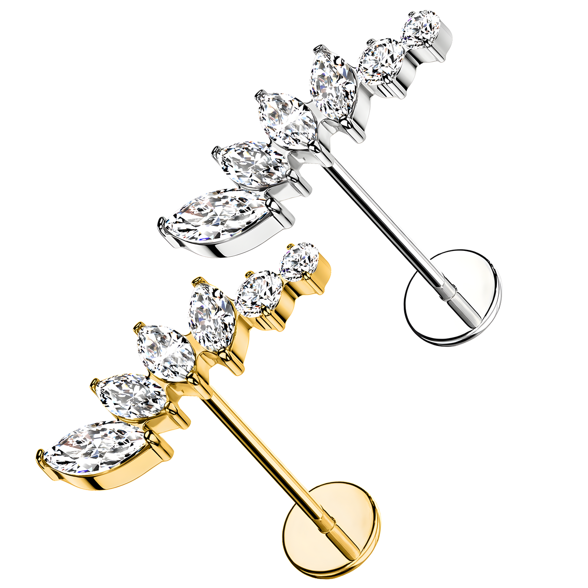 Piercing Labbro con Ramo di Cristalli