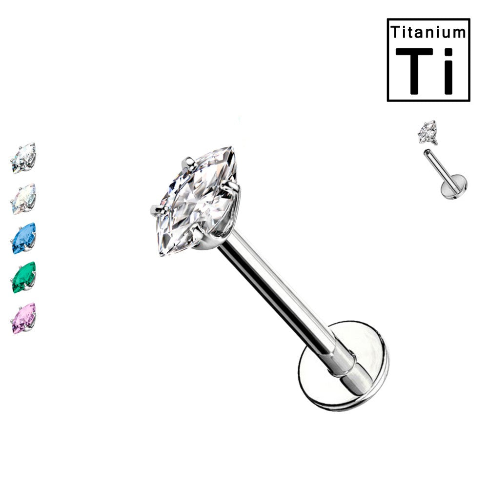 Labret Titanio con Cristallo Oliva Bianco 1.2mm