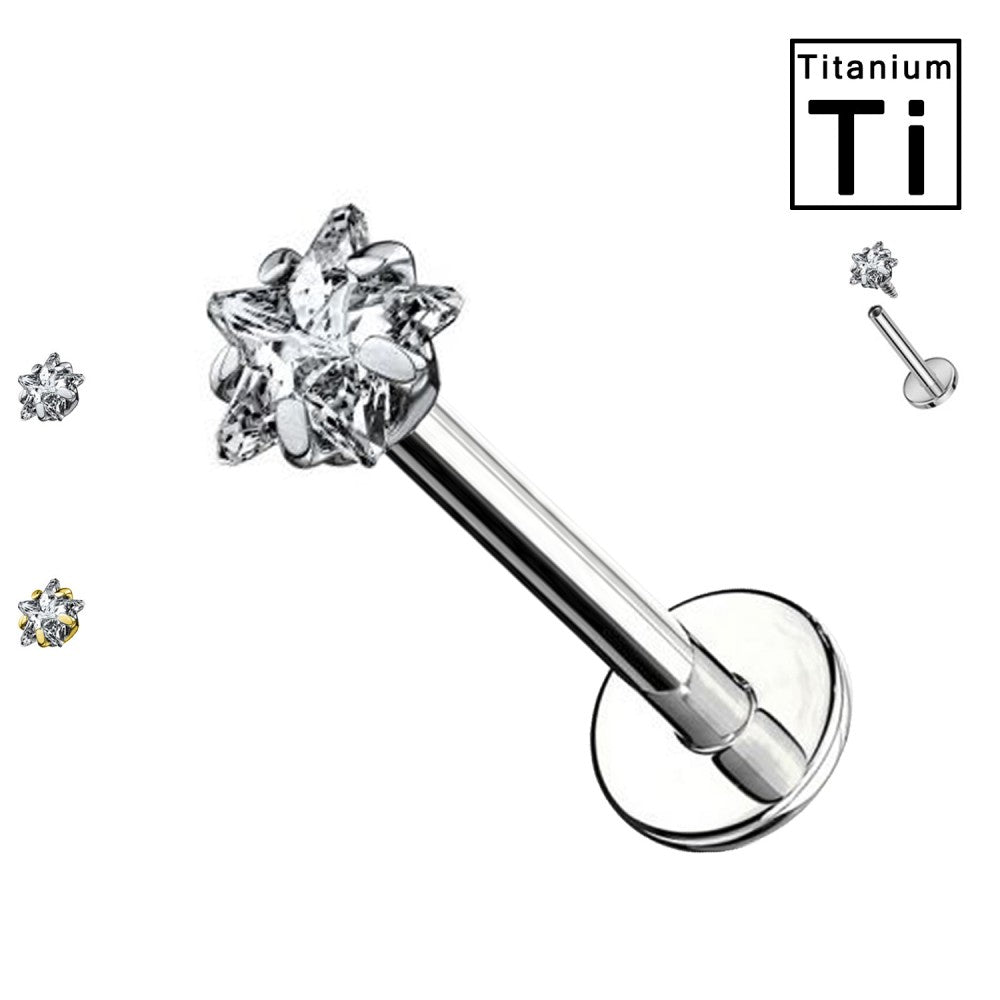 Labret Titanio con Cristallo a Forma di Stella