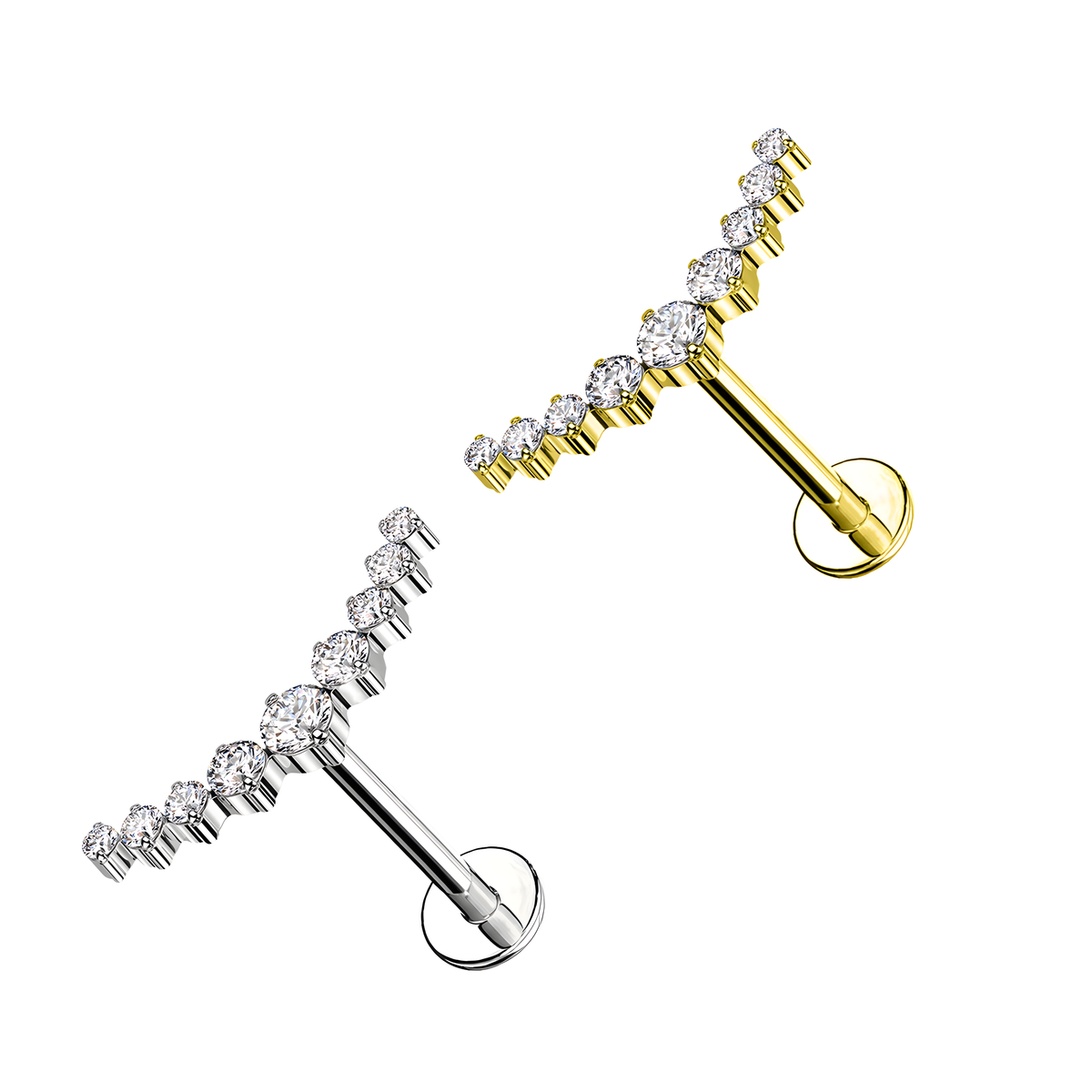 Labret in Titanio con Nove Cristalli e con Filettatura Interna
