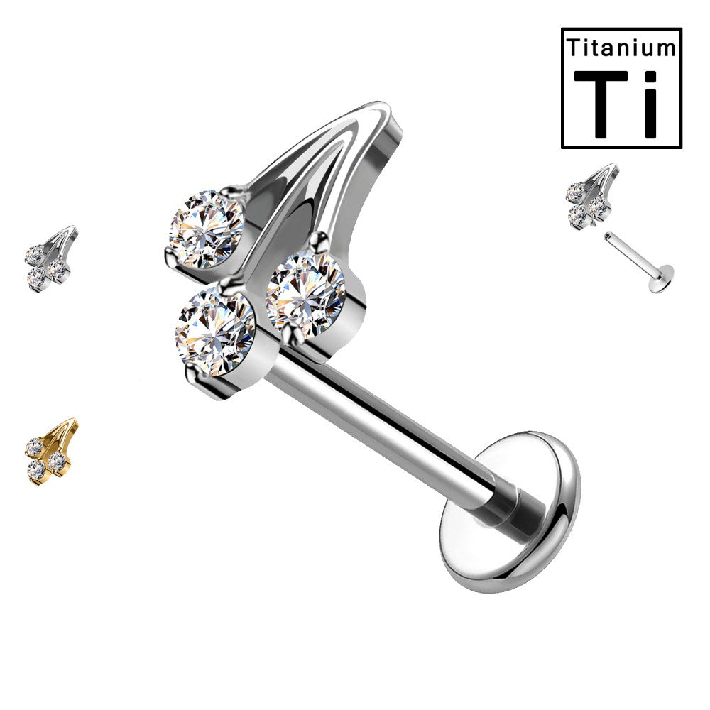 Labret in Titanio con Cristalli Decorativi e Filettatura Interna