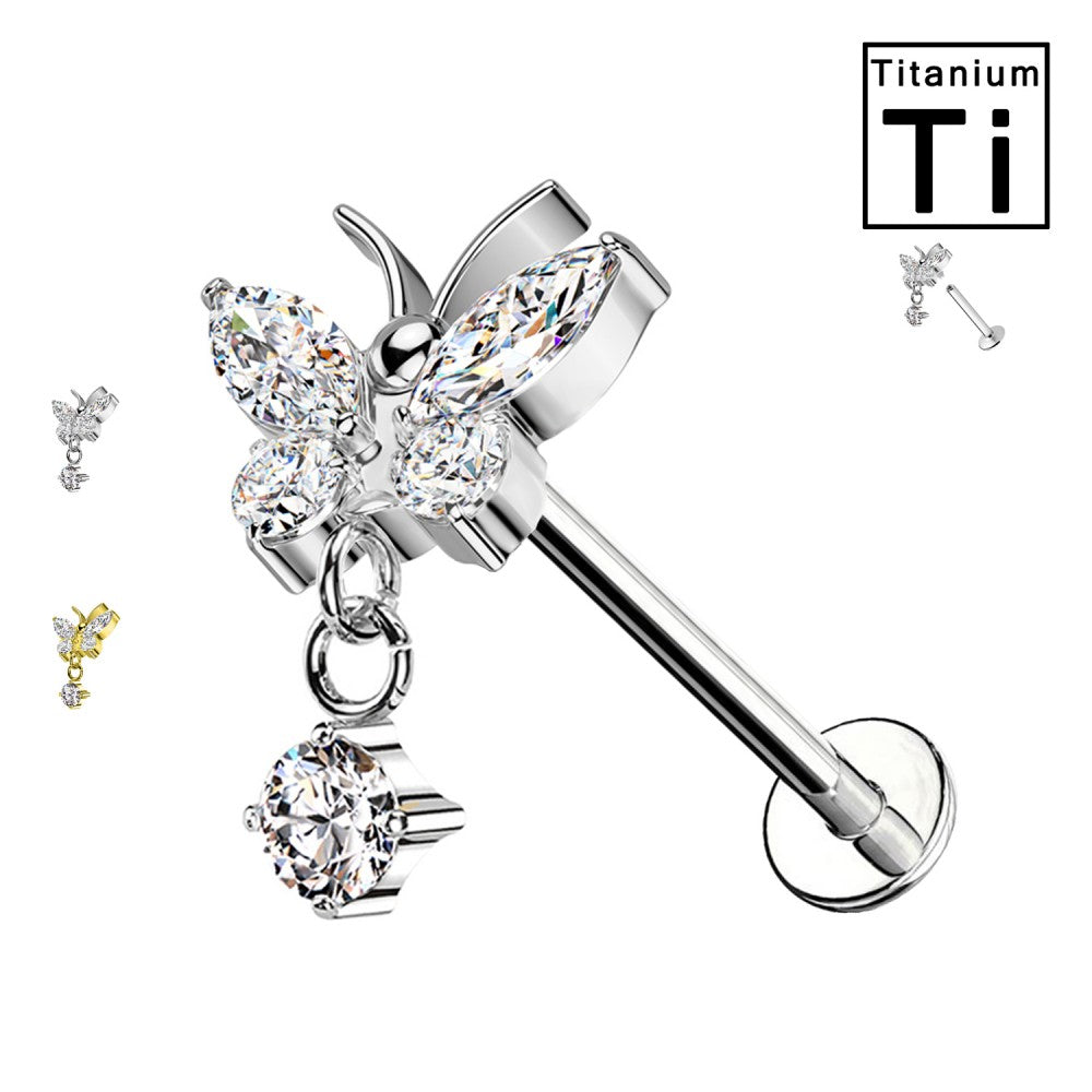 Piercing a Forma di Farfalla con Cristalli Trasparenti