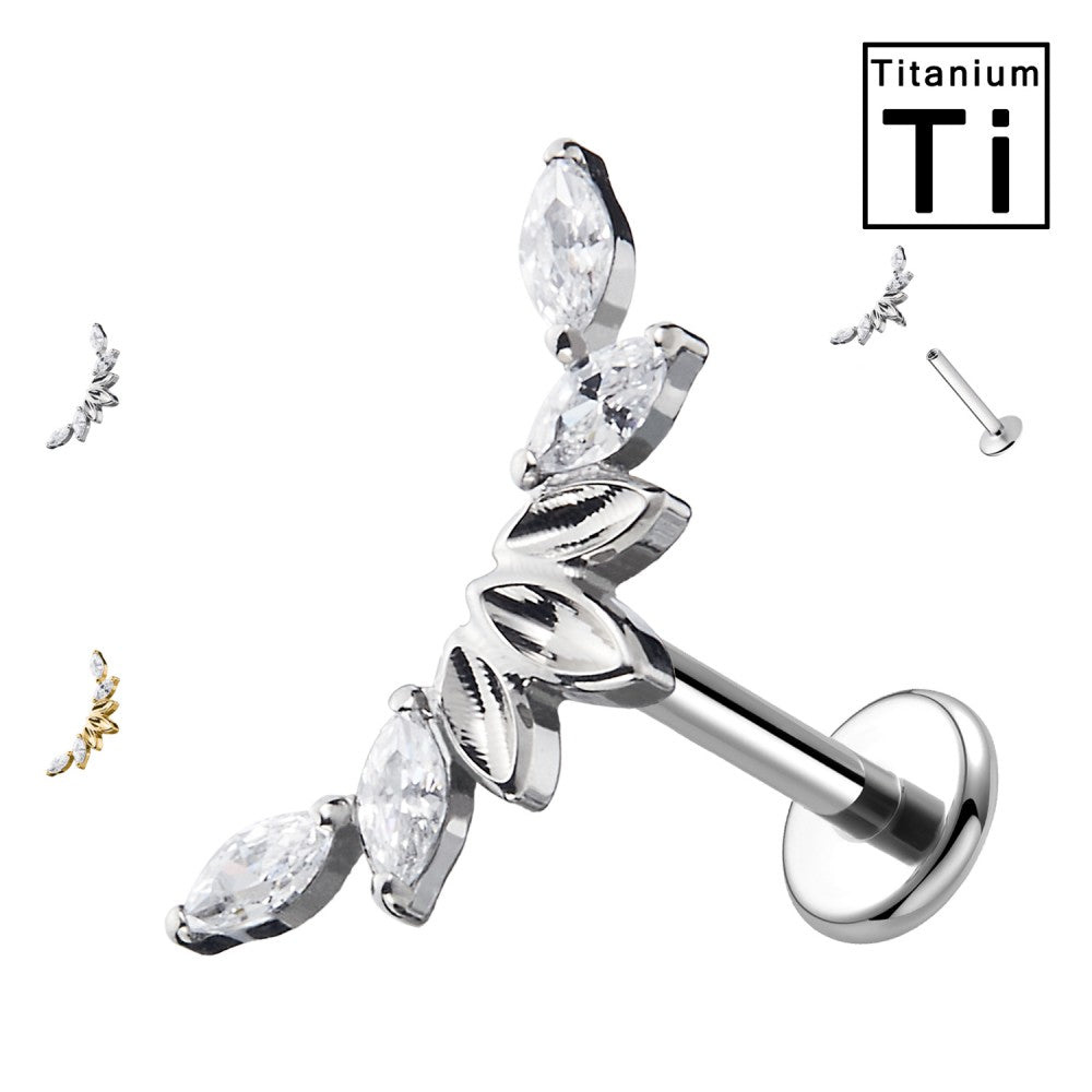Labret Titanio con Cristalli Trasparenti Eleganti
