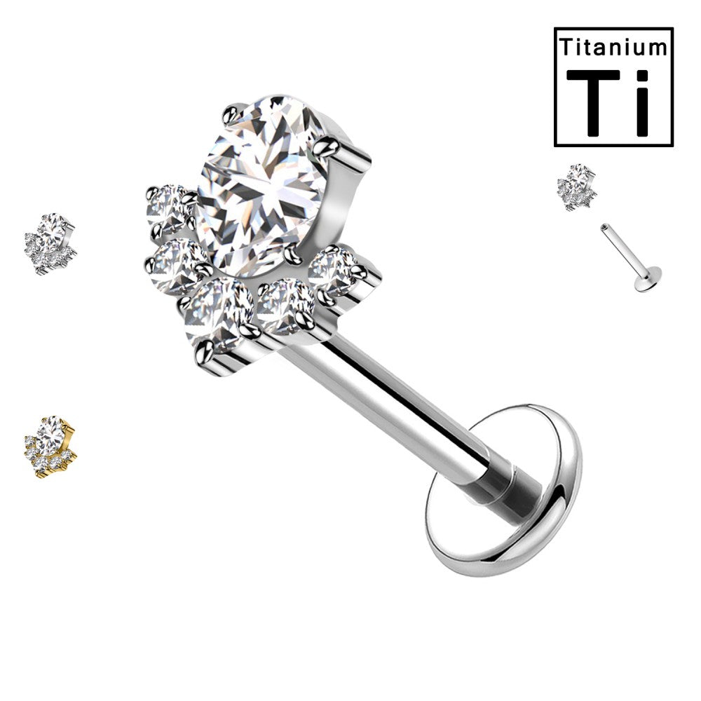 Labret Titanio con Cristalli a Grappolo Eleganti