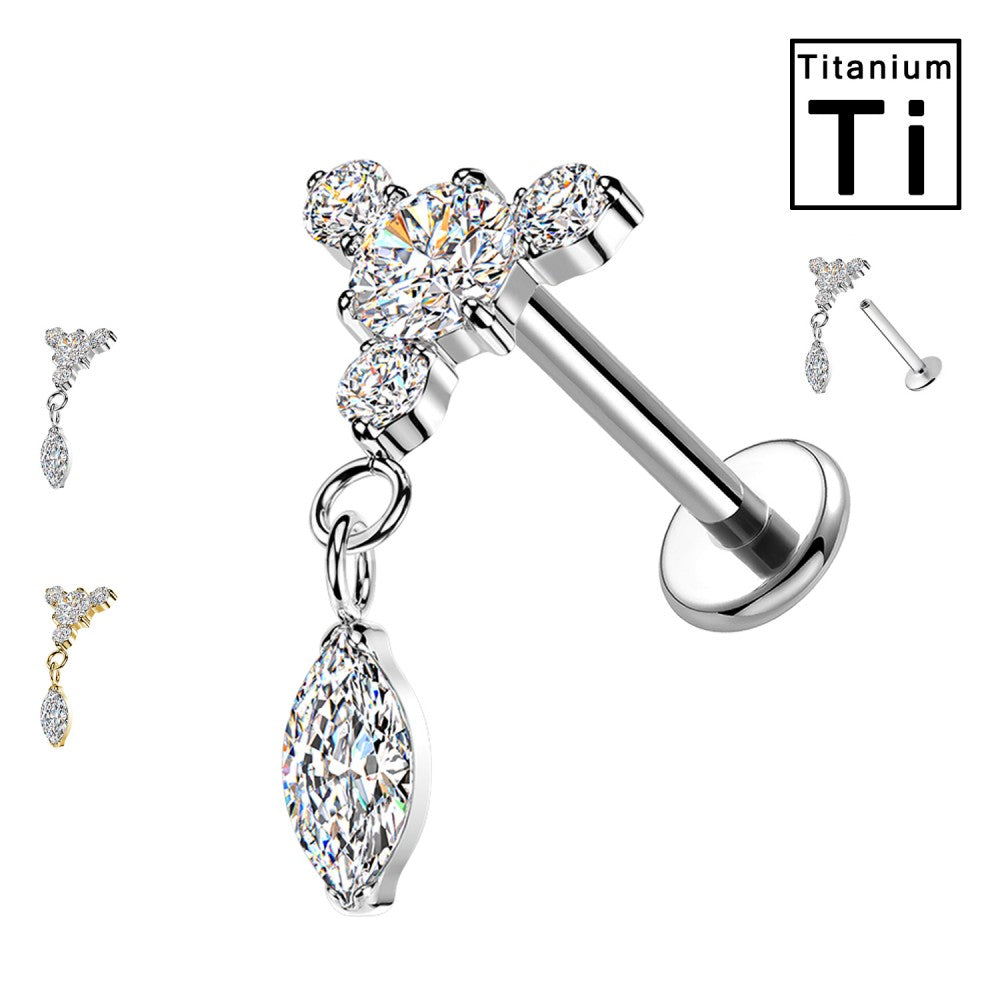 Labret Titanio con Cristallo Opale Trasparente