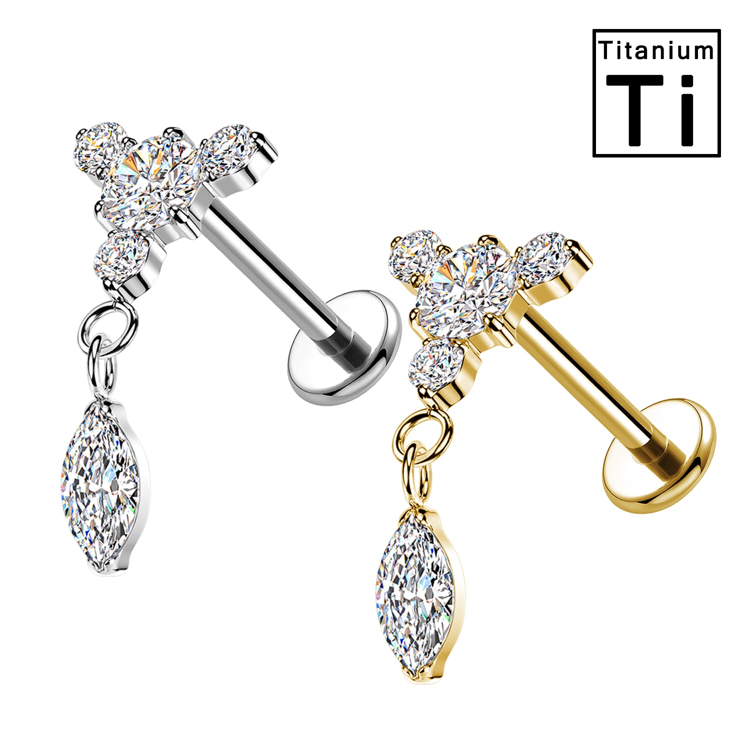 Piercing Labret in Titanio con Cristallo