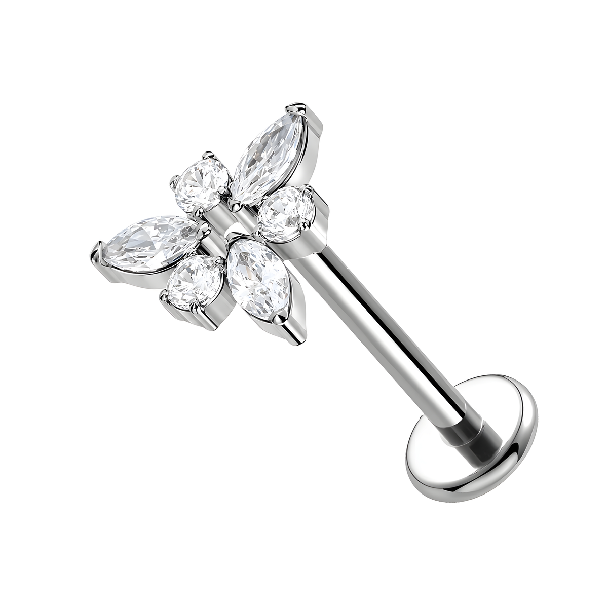 Labret in Titanio con Cristalli Rotondi e a Navette