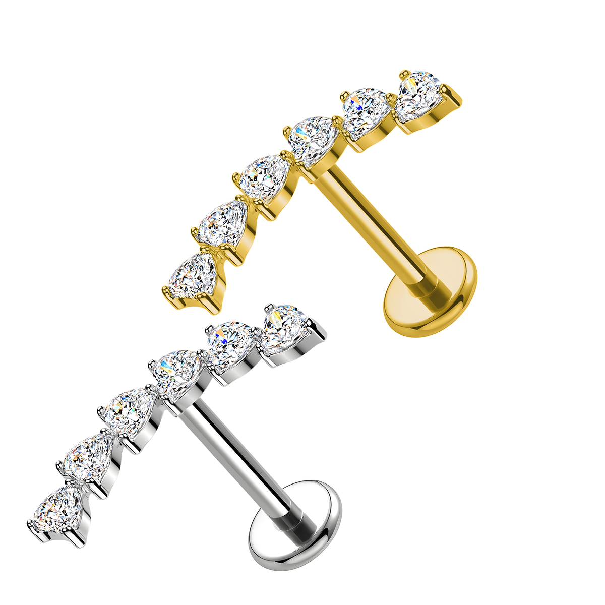 Labret con Cristalli Marquise a Ventaglio in Titanio