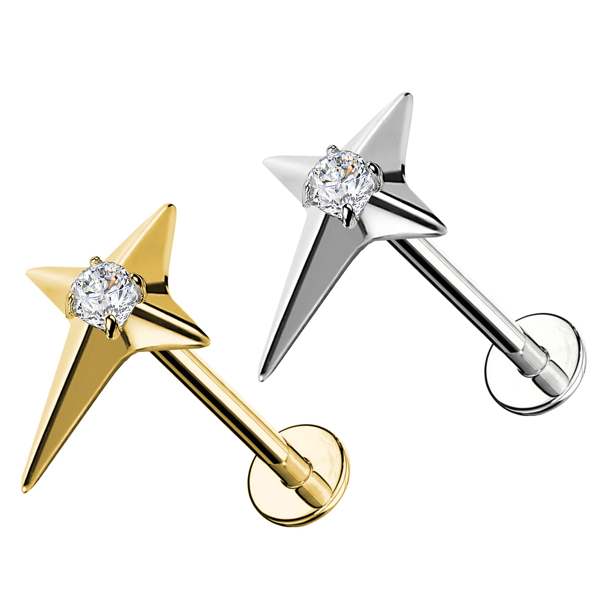 Piercing Labret in Titanio con Stella Polare e Cristallo